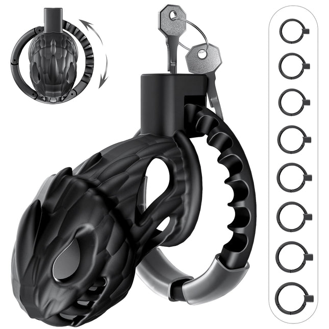 PRONFANS Penis Cage Sex Toys Chastity Cage Men 8 Sizes in 1, Chastity Cage Men's Sex Toys for Couples Men Sex Toys Invisible Lock, Sex Toyset for Man Chastity Belt Black