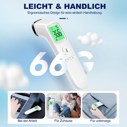 Fever Thermometer for Babies, Children, and Adults, Non-Contact Forehead Thermometer, Digital Infrared Thermometer with Instant Accurate Readings, Fever Alarm, LCD Display and 35 Memory Recalls (White)