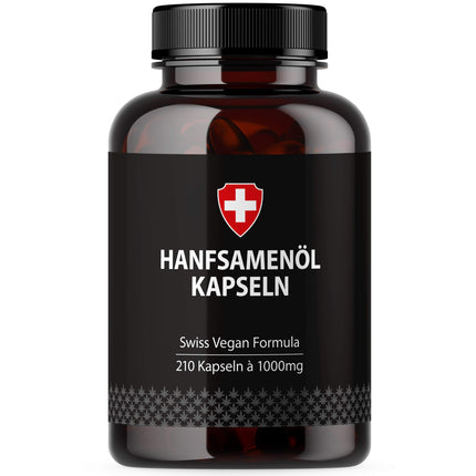 Hemp oil in softgel capsules | Highly dosed with 1000mg per capsule | From Active Swiss | Cold-pressed for 210 days / 7 months