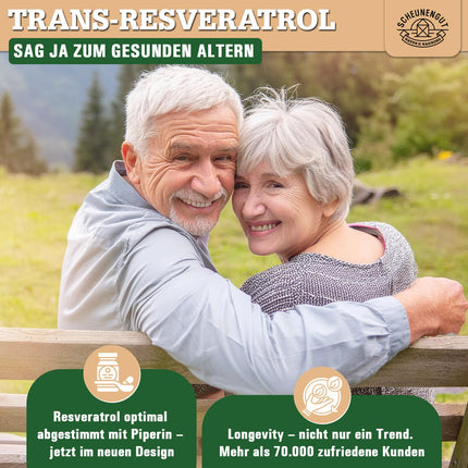 Resveratrol -1000mg per daily dose- IMPORTANT: 100:1 extract (=100000mg Japanese knotweed root) + piperine | 98% Trans-Resveratrol high dosage | Laboratory tested -DE- SCHEUNENGUT®
