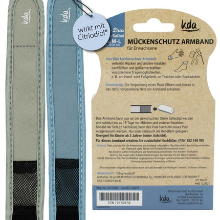 kda Mosquito Repellent Bracelets Uni DUO for Adults - 2 Bracelets and 4 Refills per Pack - Safe Mosquito Repellent - Dove &amp; Sage Design - Nylon Outdoor Hiking Camping Sports