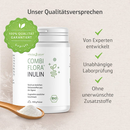 Effective Nature Organic Inulin Powder - 100% soluble fiber powder from organic agave, gluten-free, vegan - 450g