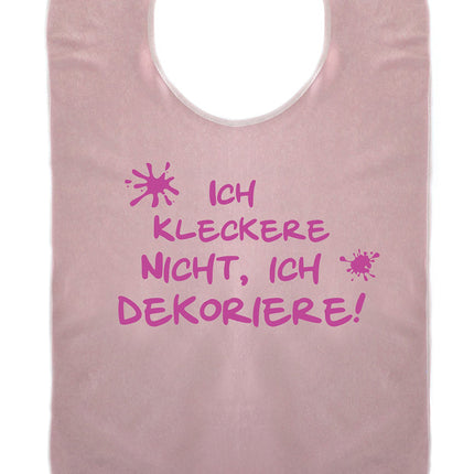 I don't mess, I decorate - Retirement gift - Funny bib for adults, dining apron, waterproof clothing protector ID: 002 (pink)
