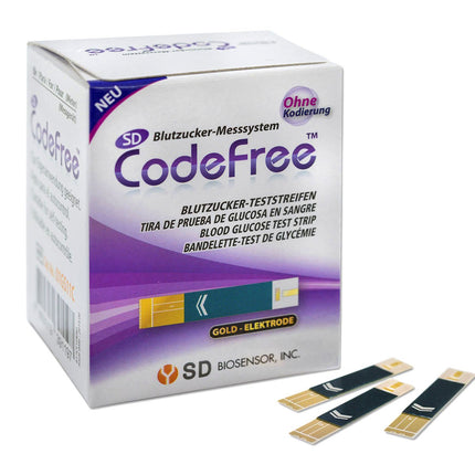 SD CodeFree blood glucose test strips 200 pieces, value pack for diabetes measurement in blood glucose (sugar disease)