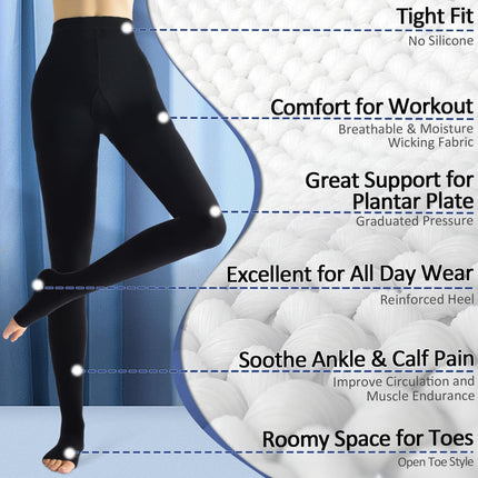beister Medical Compression Stockings Women Long, 20-30 mmHg Support Stockings Men, Opaque Open Toe Compression Pants Class 2 Solid Support for Varicose Veins, Edema