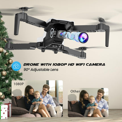 SIMREX Drone with 1080P Camera, One-Key Takeoff Drone, Waypoint Flying, Auto-Follow, 3D Flip, 3 Speeds, Remote Control Drone for Kids and Adults, White