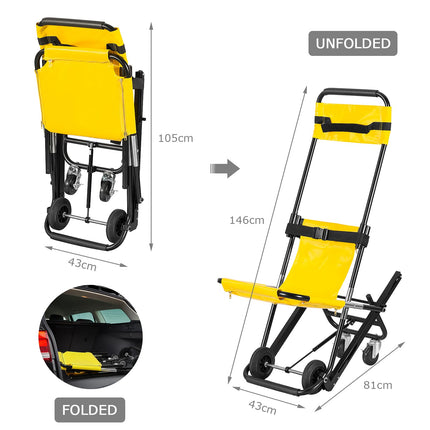 LOSCHEN Yellow manual lift stair chair, portable folding stair chair for daily transfer, one person can assist elderly mobility, holds 350 pounds