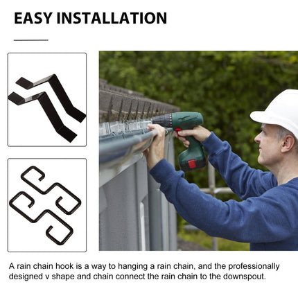 Angoily 2 Pieces Rain Chain Adapter Hooks For Gutters V-Shaped Installation Suit For Downpipe Outlet
