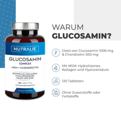 Glucosamine Chondroitin MSM 2268mg High Dose - Boswellia Collagen - Bone Maintenance with Glucosamine Chondroitin MSM Collagen Hyaluronic Acid Selenium and Zinc - Laboratory Tested - 120 Tablets Nutralie