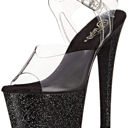 Pleaser SKY-308MG, Women's Platform Sandals, Black (Black (Clr/Blk Glitter)), 38 EU (5 Women's UK)