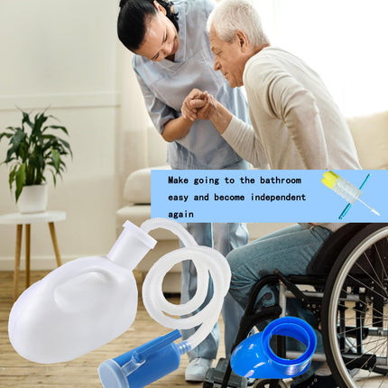 testyu 2000ML Urinal Bottles Unisex with Holder, Leak-Proof Lid and Hose, Portable Urinal Bottle for Men Women with Cleaning Brush for Disabled, Elderly, Car, Camping, White