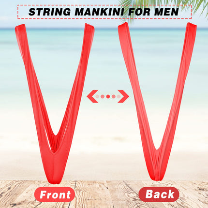 Neer Men's String Mankini Funny Borat Thong Swimming Underwear Christmas V Shape Swimsuit (Red, Classic)