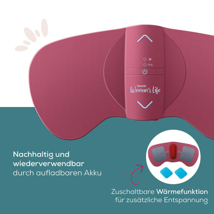 Beurer EM 50 Menstrual Relax, menstrual pad with TENS and heat function, for menstrual pain and endometriosis pain, clinically validated and natural relief, portable, battery-operated