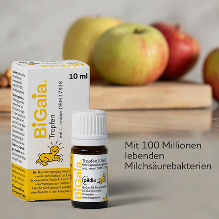 BiGaia® Drops 10ml, with the natural lactic acid bacterium L. reuteri to support the intestinal flora, safe for use by infants from birth