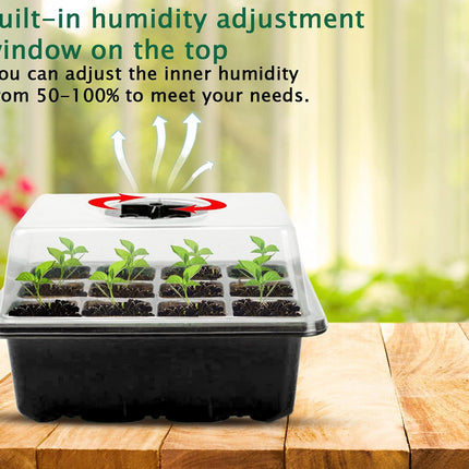 Fox Bunny Propagator, 3 Pack 36 Cell Indoor Greenhouse Propagator, Plant Growing Set with Lid and Ventilation for Seedling Plant, Black