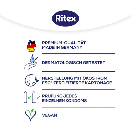 Ritex Condoms XXL – Extra large condoms (8 pieces) for more comfort and intense sensation, condoms with extra lubricant – vegan condoms, dermatologically tested, Made in Germany