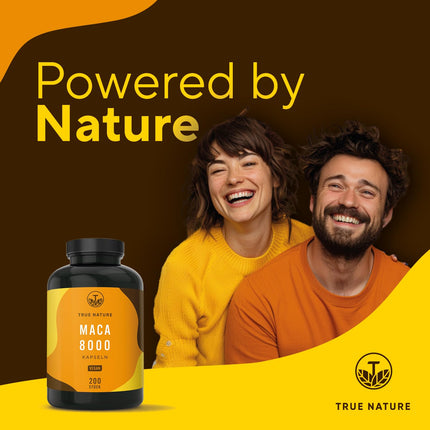 Maca Capsules Gold 20:1 high-dose - 8000 mg per capsule (200 capsules) Premium Maca Extract - Vegan, German production - TRUE NATURE®