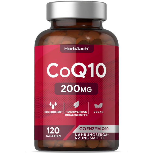 Coenzyme Q10 High Dose 200mg | 120 Vegan Tablets | Emergency Capsules | Coenzyme Q10 | by Horbaach