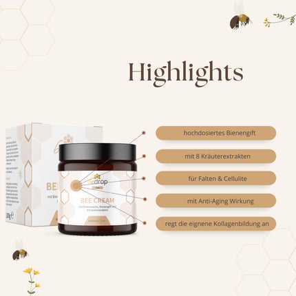bedrop Wellness Set | Bee Cream (Bee Venom Ointment) 100g + Royal Jelly Capsules 60 Capsules, rich in biotin, folic acid &amp; more