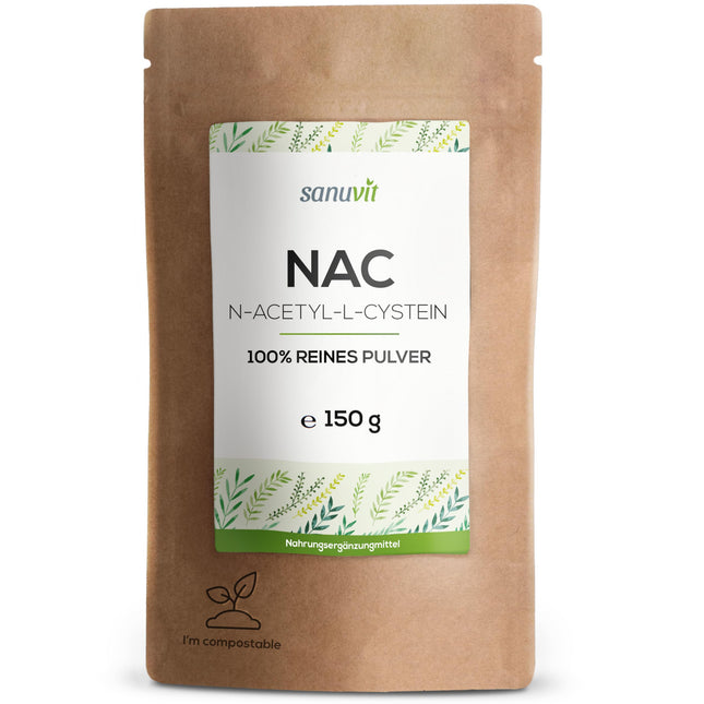 Sanuvit® - NAC Powder | 150g per sachet | 6-month supply | N-Acetyl-L-Cysteine ​​| High bioavailability and tolerability | Vegan | Made in Austria