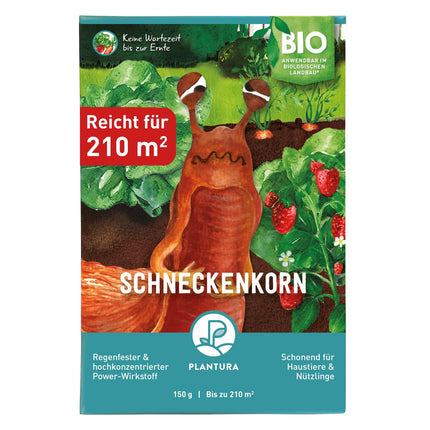 Plantura Organic Slug Pellets, rainproof power ingredient, highly effective slug control on fruit, vegetables, and ornamental plants, gentle on pets, value pack: 150 g for 210 m²