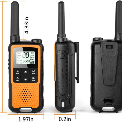 Walkie Talkies for Adults and Kids, Greaval PMR446 Rechargeable Walkie Talkie with Earpiece and USB Cable, 16 Channels, 2-Way Radio, License-Free Walkie Talkie (Orange, 4-Pack)
