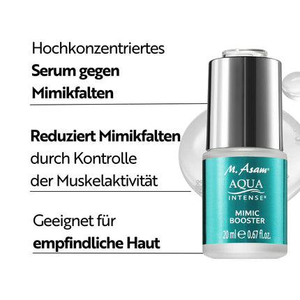 M. Asam AQUA INTENSE Mimic Booster Serum (20 ml) – Hyaluronic acid serum with high-tech peptide for the targeted smoothing of expression lines, reduces crow's feet, forehead wrinkles and laugh lines, facial care