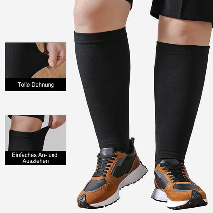 PUTUO Women's Compression Stockings Men's Compression Socks: Thick Calf Support Stockings Men's Compression Socks Women Thrombosis Stockings Plus Size for Sports Flight Travel Black 4XL 1 Pair