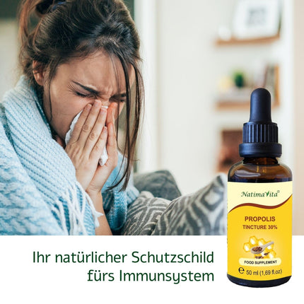 Propolis Drops 30% – 2 x 50 ml – Pure High-Dose Tincture – 100% Natural Extract – Practical Pipette – Easy Dosage – NatimaVita