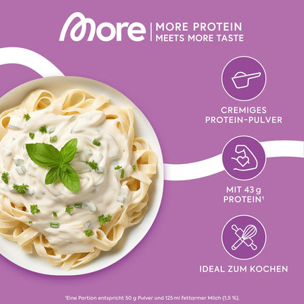 MORE Protein, cream, 600 g, mix of whey concentrate and casein, ideal for building and maintaining muscle, with lactase, perfect for cooking and baking - made in Germany (packaging may vary)