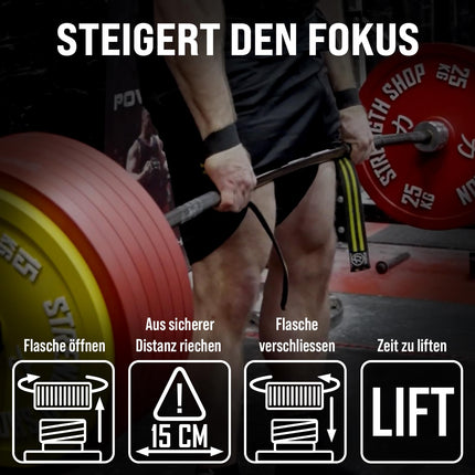 Strength Shop Smelling Salts made from extra strong ammonia, 1 x 50 ml, smelling salt for extreme focus and alertness, ideal as ammonia smelling ampoules for the gym, strength training, powerlifting, etc.