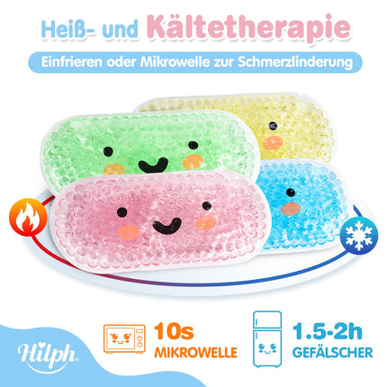 Hilph Children's Cooling Pads with Non-Toxic Gel, 13.5 x 6.3 cm Non-Toxic Small Ice Packs for Children with Fever, Bumps, Bruises, Toothache or Headache, Cold and Warm Compress - 4 Pack