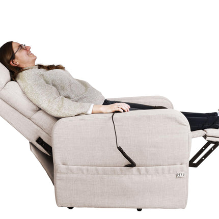 PEPE Mobility - Electric TV chair with stand-up aid, linen fabric, senior chair with motor, TV chair, beige