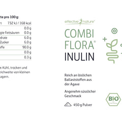 Effective Nature Organic Inulin Powder - 100% soluble fiber powder from organic agave, gluten-free, vegan - 450g
