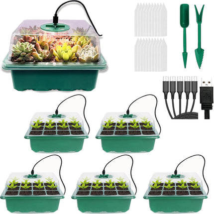 VDYXEW Mini Greenhouse with Light, Growing Greenhouse, Sun-like Plant Lights with Full Spectrum, Growing Kit Indoor Greenhouse Grow Box Plant Lamp Growing (5 Pack LED)