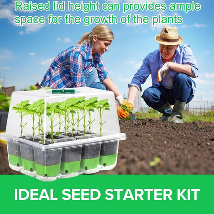 KAHEIGN 6Pcs Growing Kit Indoor Greenhouse Propagator, 72 Cells Reusable Seedling Propagation Trays Robust Plant Seed Growing Set, Seedling Starter Trays with Lid Ventilation