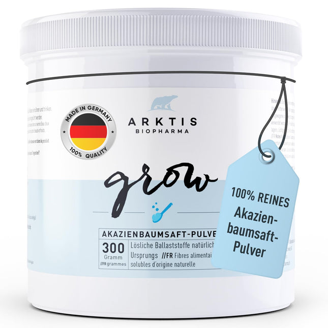 Arktis BioPharma Acacia Fiber Grow 300g in pharmacy quality - High-dose, vegan and laboratory-tested soluble fiber powder - Fiber supplement to support the intestinal flora