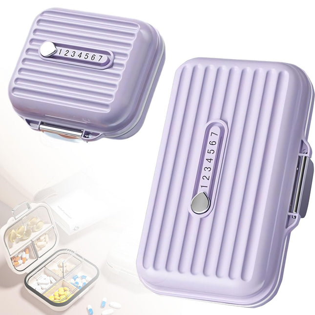 Ptyism 2 Pack Pill Box for On the Go (Large and Small-Purple) 7-day Pill Box for On the Go, Travel Pill Box, Pill Organizer for Travel and Daily Use, etc.