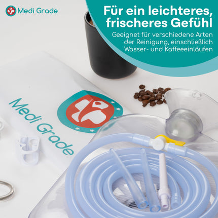 Medi Grade Enema Kit for Intimate Cleansing at Home - 2L Capacity - Enema Kit with Reusable Accessory, Instructions, Portable Bag and More - 100% Transparent