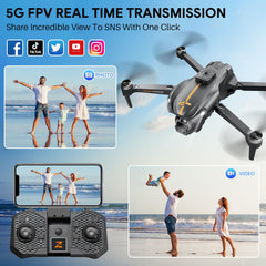 Mingfuxin Drone with Camera for Beginners, FPV Foldable RC Drone Quadcopter for Kids and Adults with Obstacle Avoidance Function, Brushless Motor, One-Button Start/Off, 360° Flips
