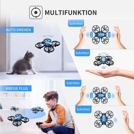 4DRC V8 Mini Drone for Kids, RC Quadcopter Mini Drone with 3 Batteries, 27 Min. Long Flight Time, Hand Sensor, Automatic Altitude Hold, 360° Rolling, Headless Mode, One-Key Start for Beginners, Blue