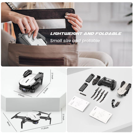 SIMREX Drone with 1080P Camera, One-Key Takeoff Drone, Waypoint Flying, Auto-Follow, 3D Flip, 3 Speeds, Remote Control Drone for Kids and Adults, White