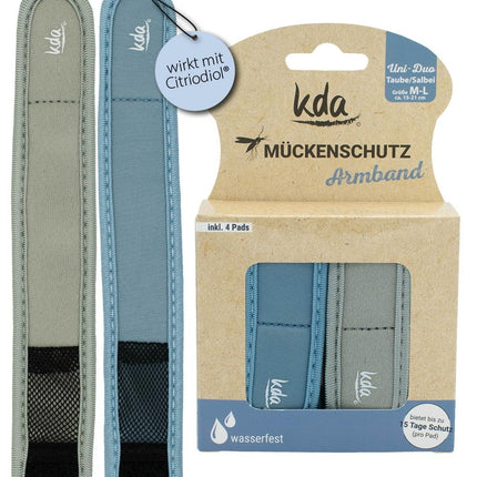kda Mosquito Repellent Bracelets Uni DUO for Adults - 2 Bracelets and 4 Refills per Pack - Safe Mosquito Repellent - Dove &amp; Sage Design - Nylon Outdoor Hiking Camping Sports