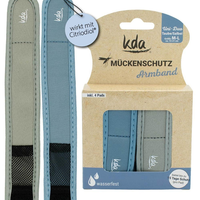 kda Mosquito Repellent Bracelets Uni DUO for Adults - 2 Bracelets and 4 Refills per Pack - Safe Mosquito Repellent - Dove &amp; Sage Design - Nylon Outdoor Hiking Camping Sports