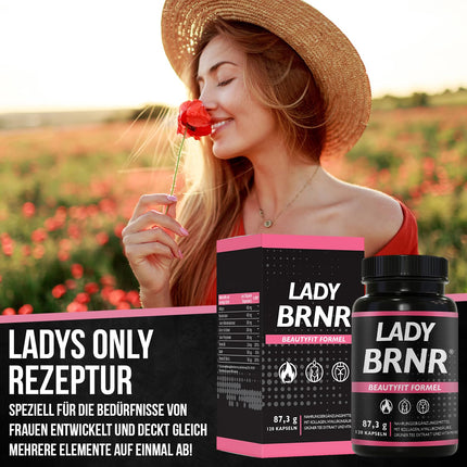 BRNR LADY BRNR - BeautyFit Metabolism Formula with Vitamin B6, Connective Tissue with Copper, Collagen, High Dose Hyaluronic Acid, Biotin, 120 Capsules