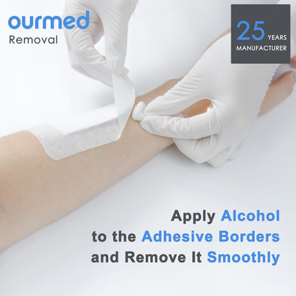 Ourmed Sterile Wound Plasters 8 x 15 cm, Self-adhesive sterile wound dressing with strong adhesion, protects against cuts and scratches, painless removal, individually wrapped, pack of 25