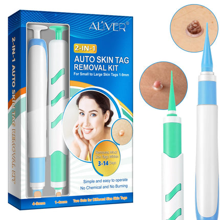 Skin Tag Removal, 2 Sizes Auto Remover Pen Set, Effective, Painless, Easy, and Safe for Small to Large Skin Warts and Moles (1-9 mm). Safe for Most Body and Face Areas