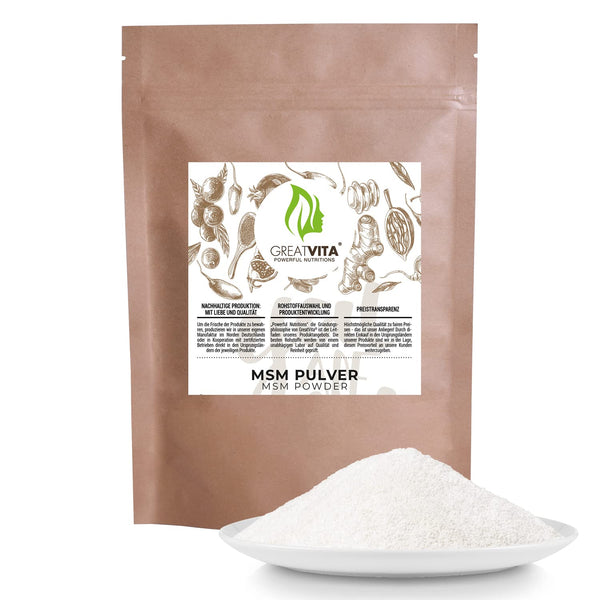 MSM Powder 3x 1000g | 99.9% pure - Methylsulfonylmethane, organic sulfur without additives | GMO-free, free from artificial flavors and gluten | ideal for cold foods and drinks