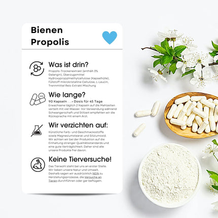 Fair &amp; Pure® - Bee Propolis Capsules 500mg - 90 Capsules - natural - rich in flavonoids and procyanidins - without magnesium stearate