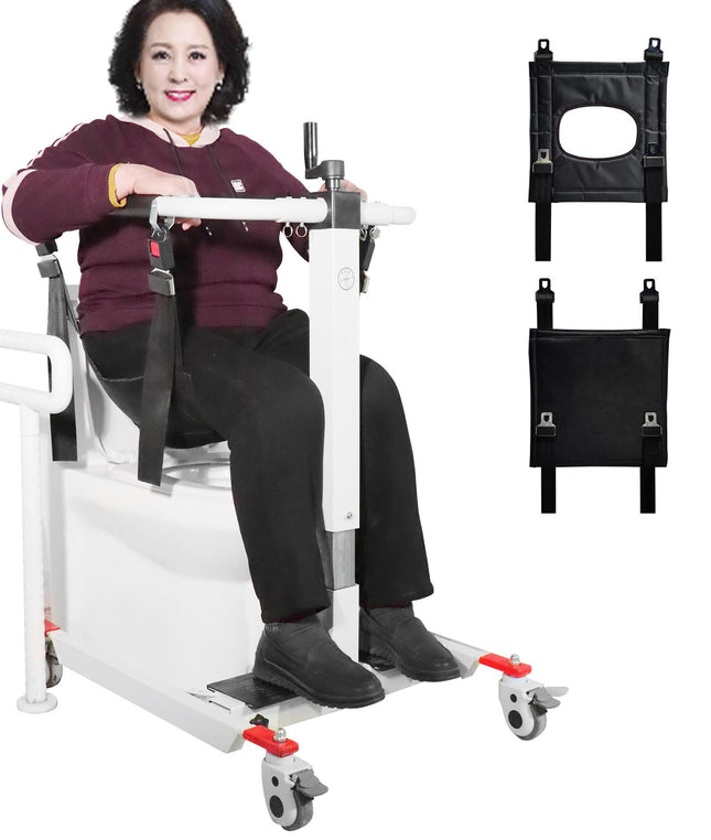 Patient lift transfer chair for seniors, height/width adjustable, patient lift wheelchair for car, portable bedside toilet shower chair for the elderly